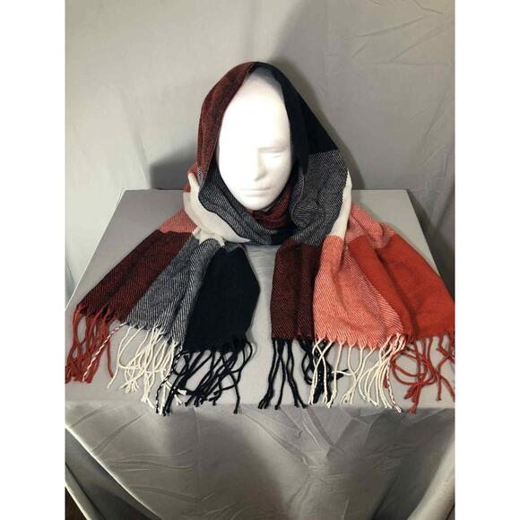 Accessories - Multicolored Block Striped Plaid Soft Winter Wrap Style Acrylic Scarf